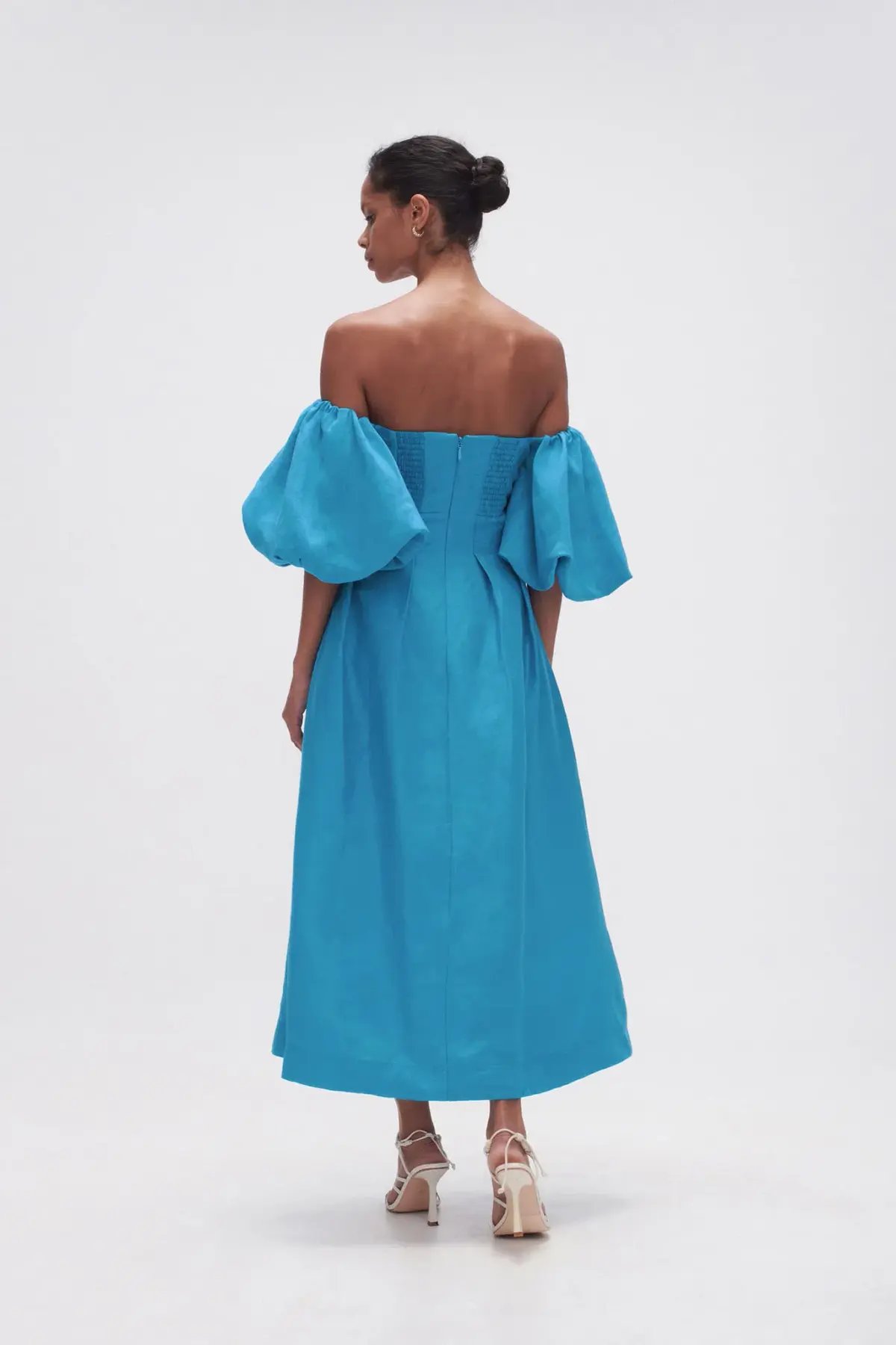 Aje Eugenie Off Shoulder Midi Dress Azure Blue Size 8 photo 2