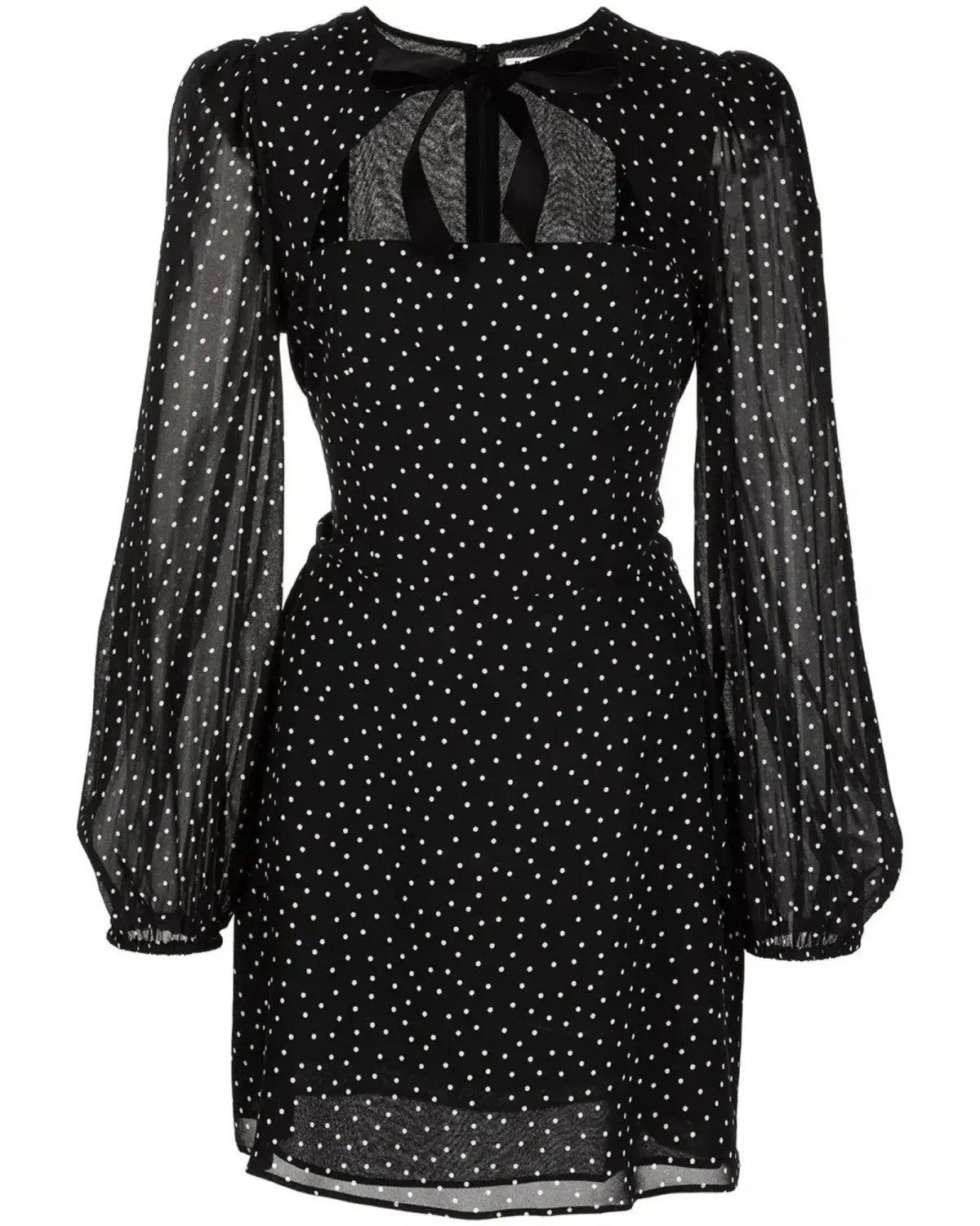 Reformation Terri Polka Dot Mini Dress Black Size AU 6 photo 2