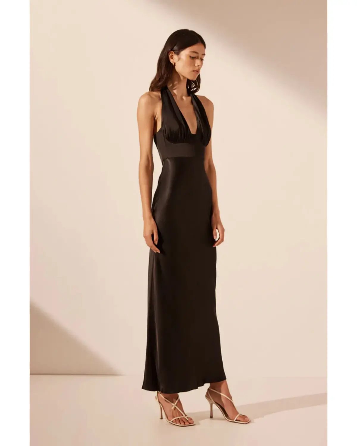 Shona Joy La Lune Halter Midi Dress Black Size AU 8 photo 3