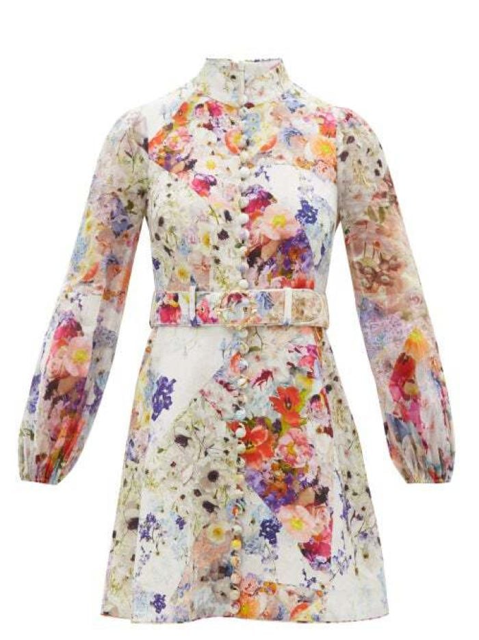Zimmermann Prima Belted Mini Dress Patchwork Floral photo 4