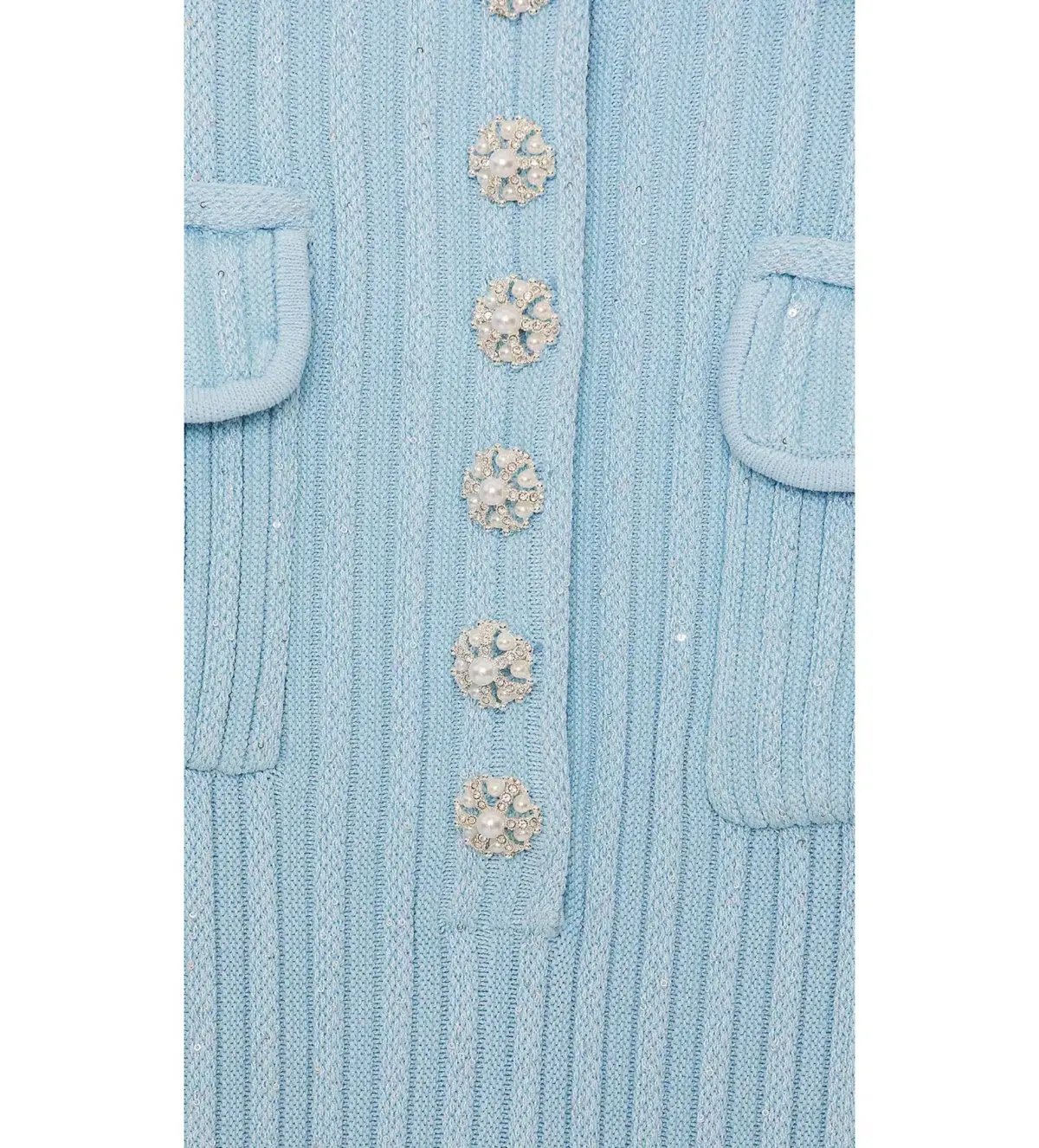 Self Portrait Blue Sequin Knit Mini Dress Size M/AU 8 photo 7