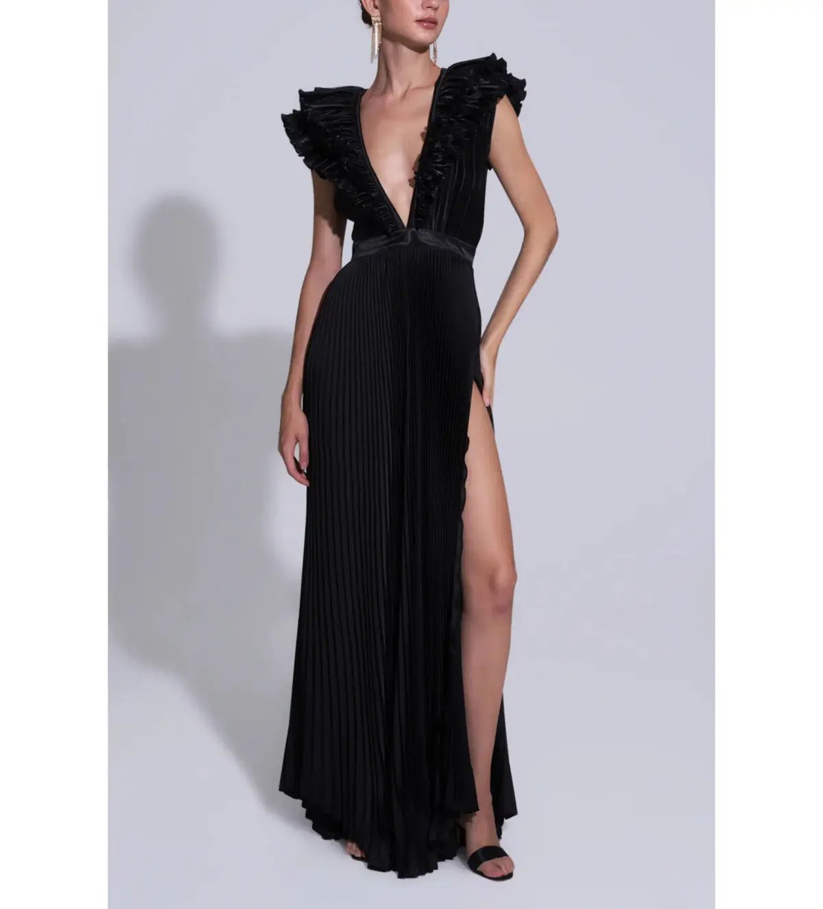 L'ldee Tuileries Split Gown in Noir Size 12 photo 2