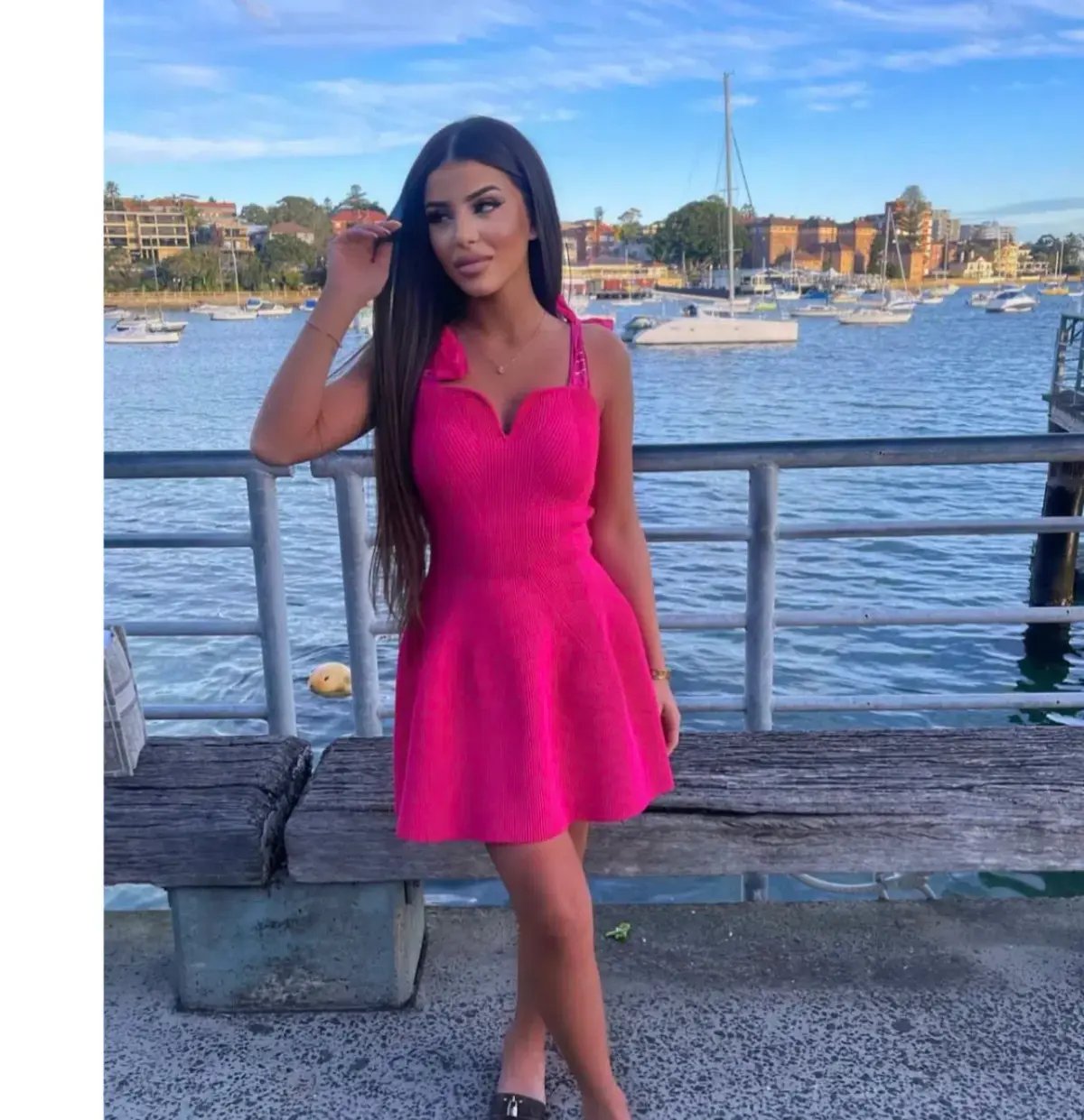 Aje Amber Knit Tie Shoulder Mini Dress in Fuchsia Size XS / AU 6 photo 3
