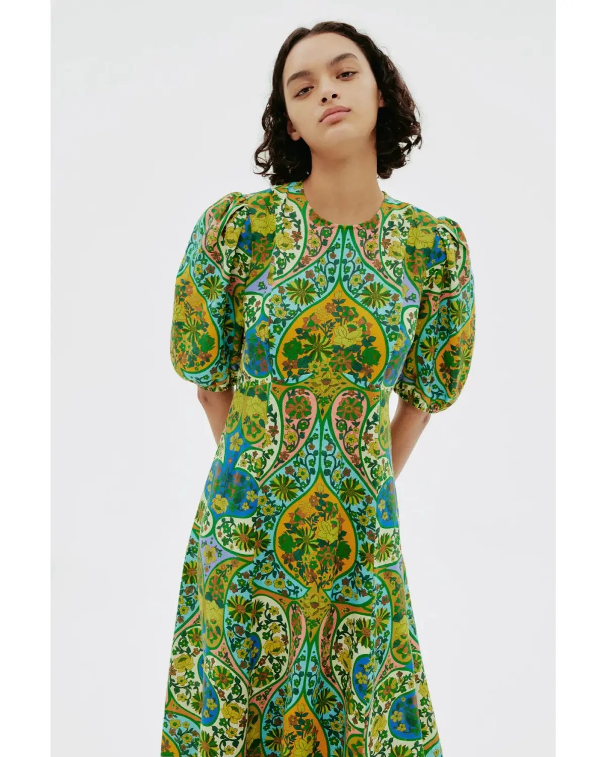 Alemais Sofie Puff Sleeve Midi Dress Multi Size AU 16 photo 2