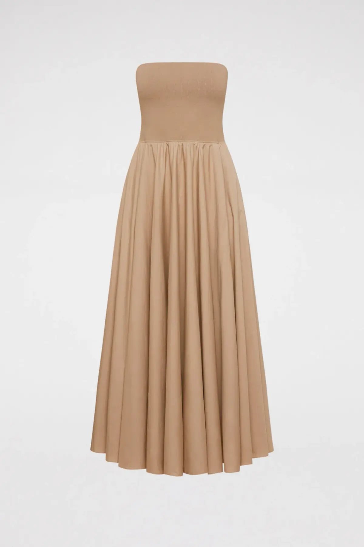 Scanlan Theodore Crepe Knit Cotton Strapless Dress Nude Size 6 photo 3