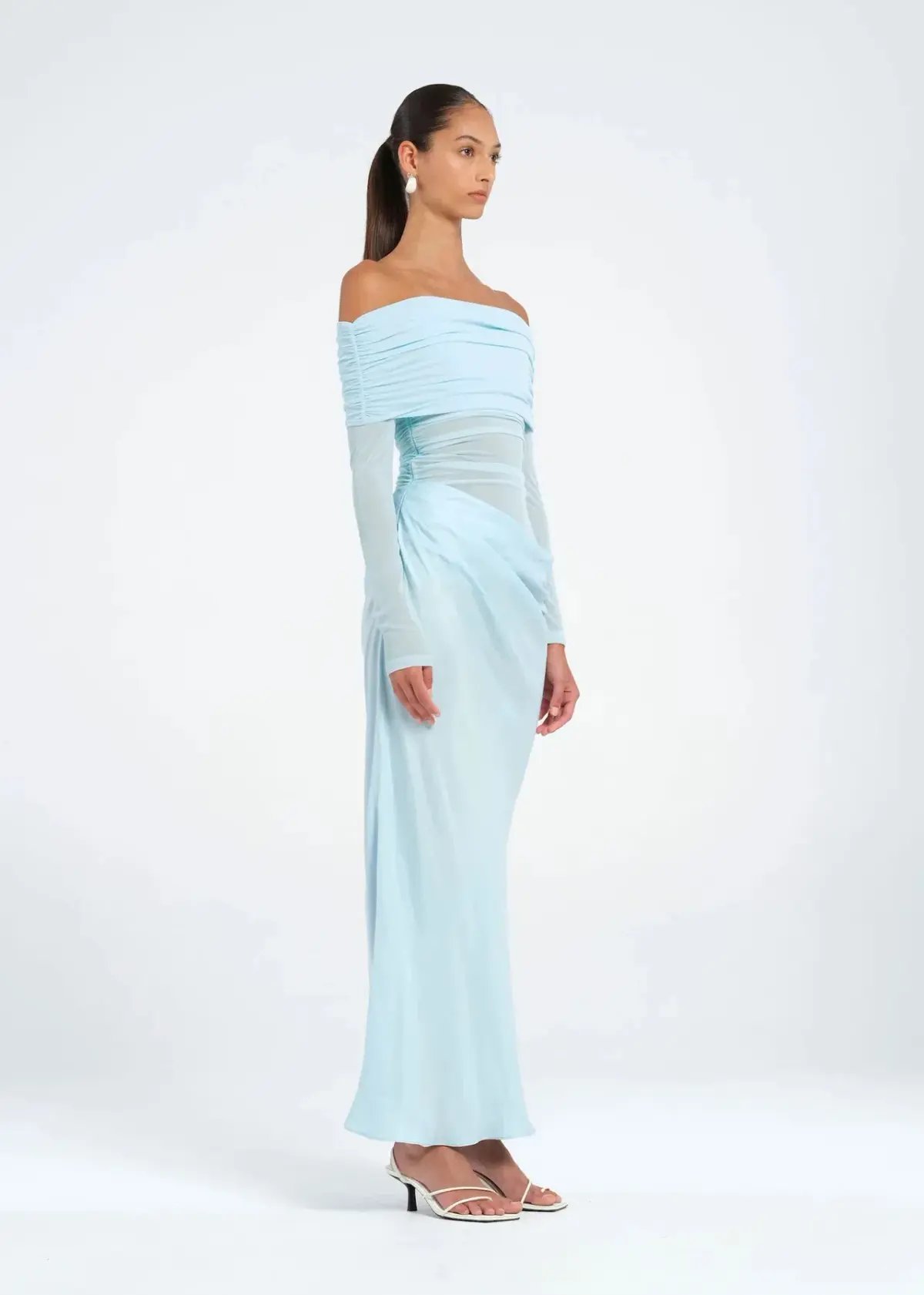 Benni Yasmin Off Shoulder Maxi Dress Baby Blue Size AU 10 photo 2
