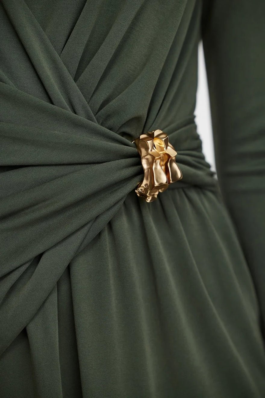 Acler Wytham Midi Dress - Deep Olive photo 2