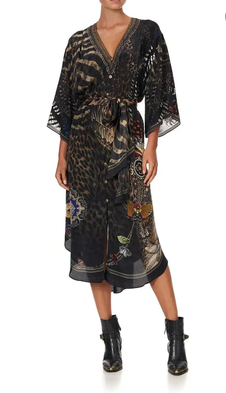 Camilla Treasure Chaser Loose Button Through Silk Dress Print Size 16 photo 5