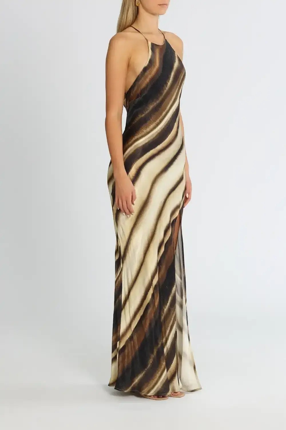 Bec & Bridge Watercolour Maxi Dress Brown/Cream Print Size 12 photo 2
