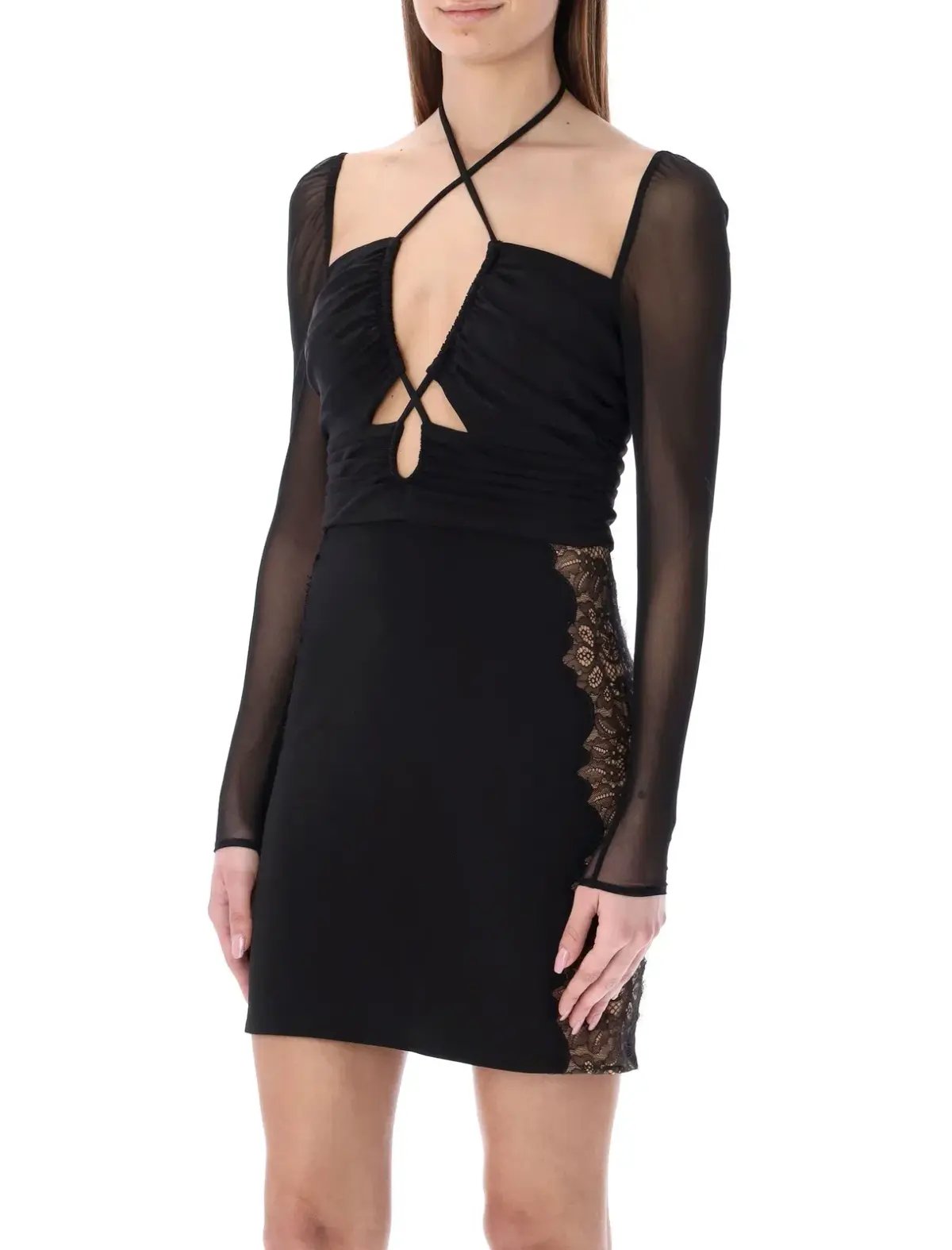 Self-portrait Floral Embroidery Cut-out Detailed Mini Dress Black Size AU 6 photo 2