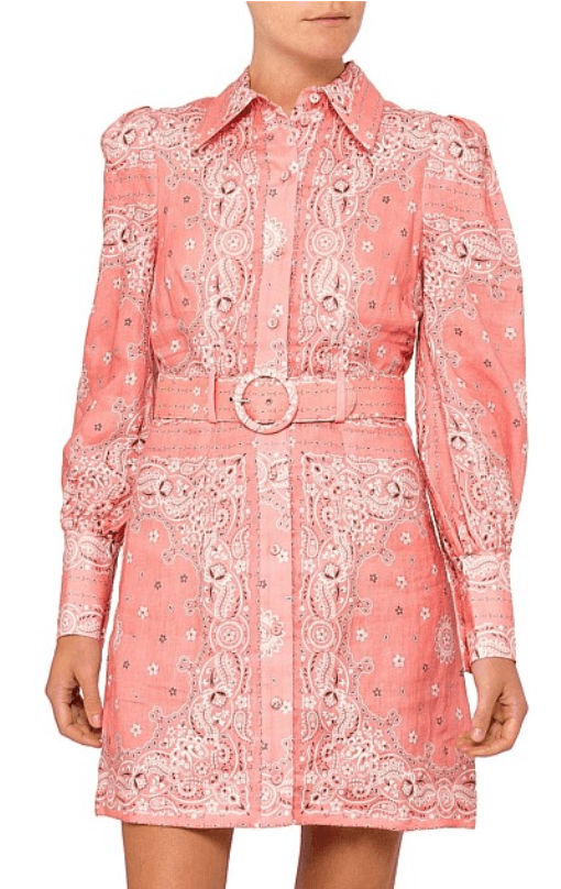 Zimmermann Bandana Shirt Dress Pink Print Size 12 photo 3