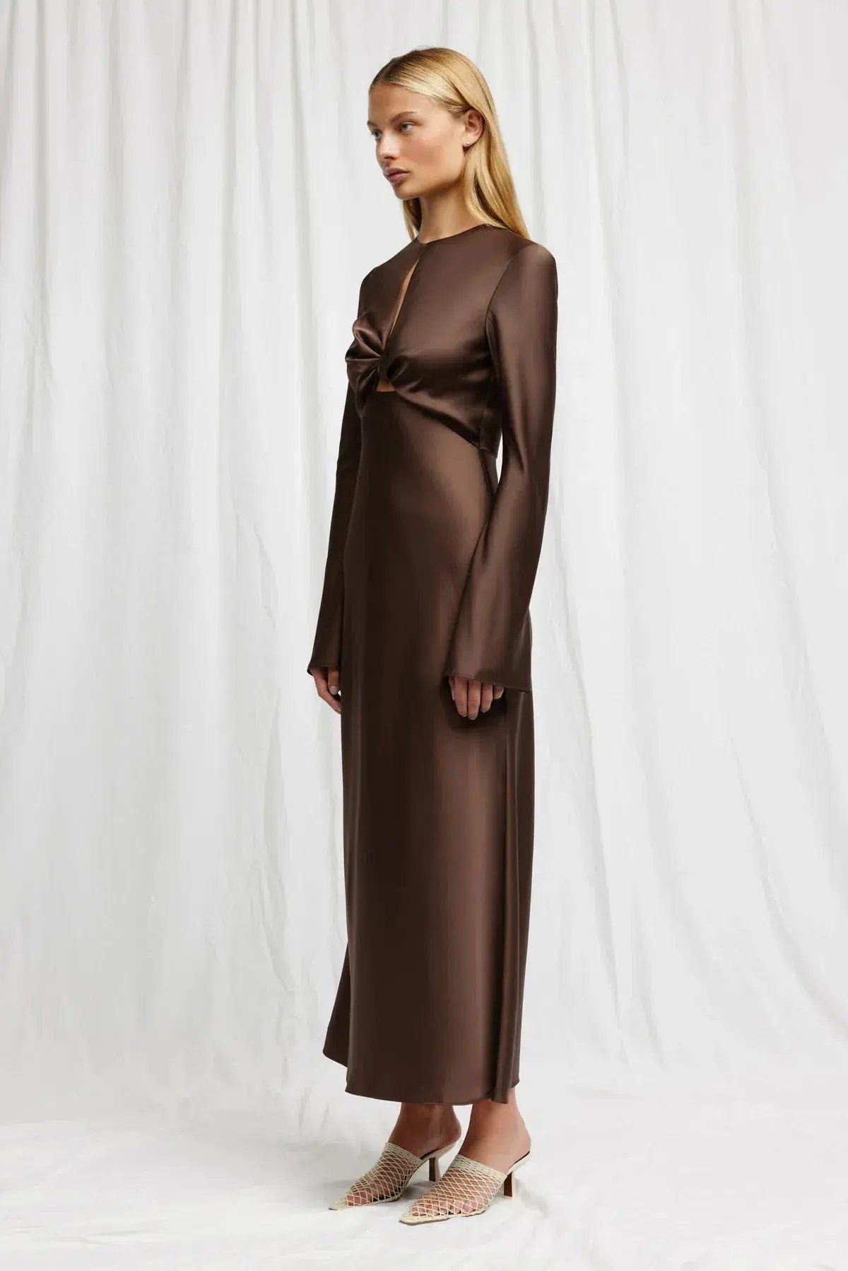 Significant Other Molly Satin Midi Dress Chocolate Size 12 photo 2