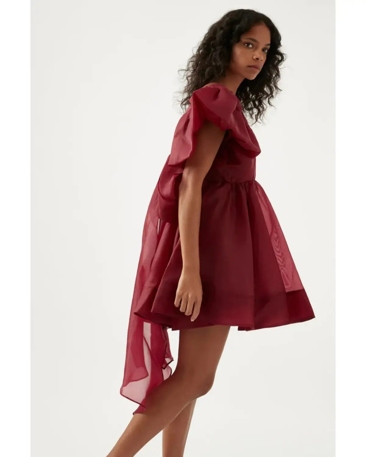 Aje Gretta Organza Mini Dress Burgundy Size AU 6 photo 2