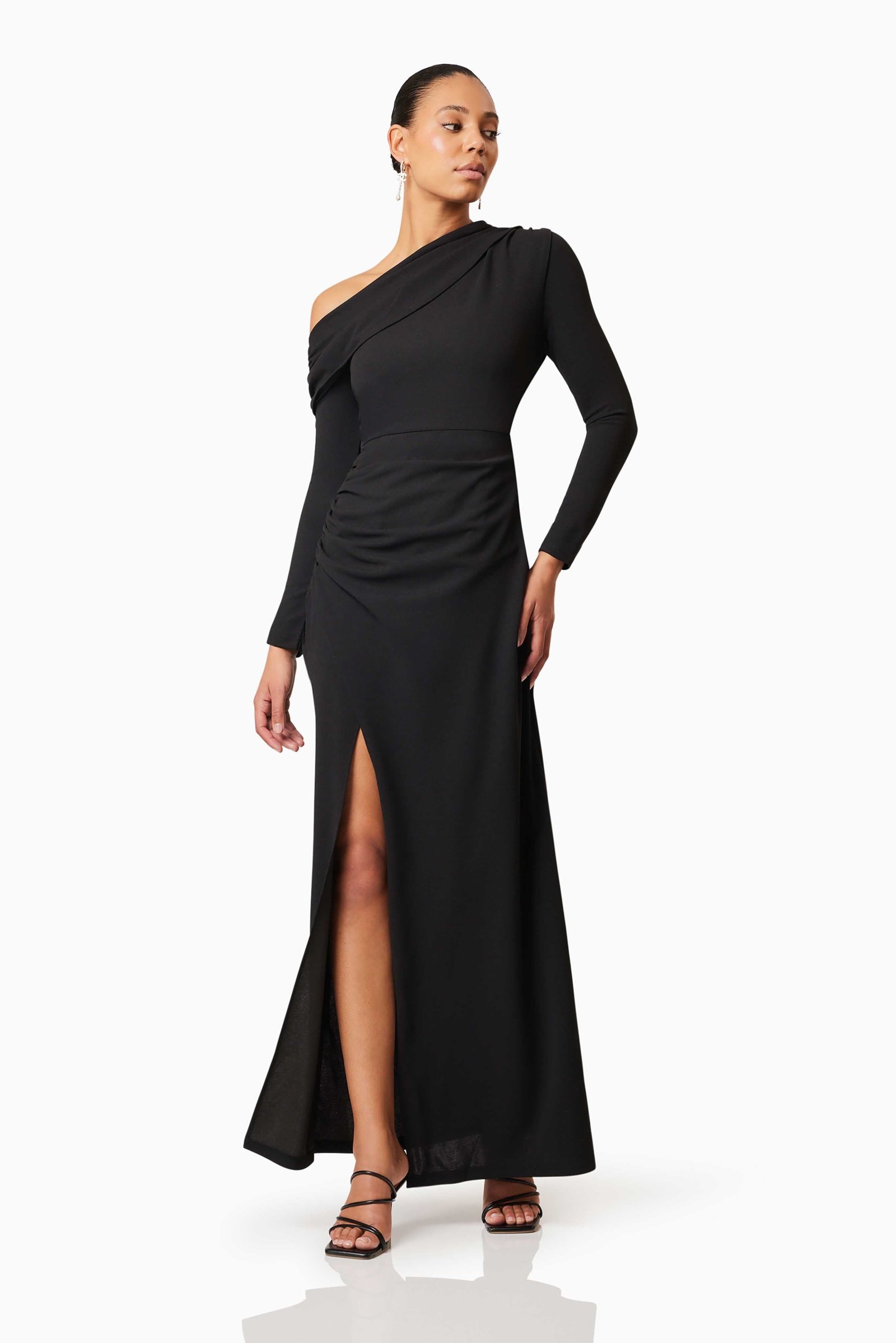 ELLIATT JAMIE ONE SHOULDER GOWN - BLACK photo 2