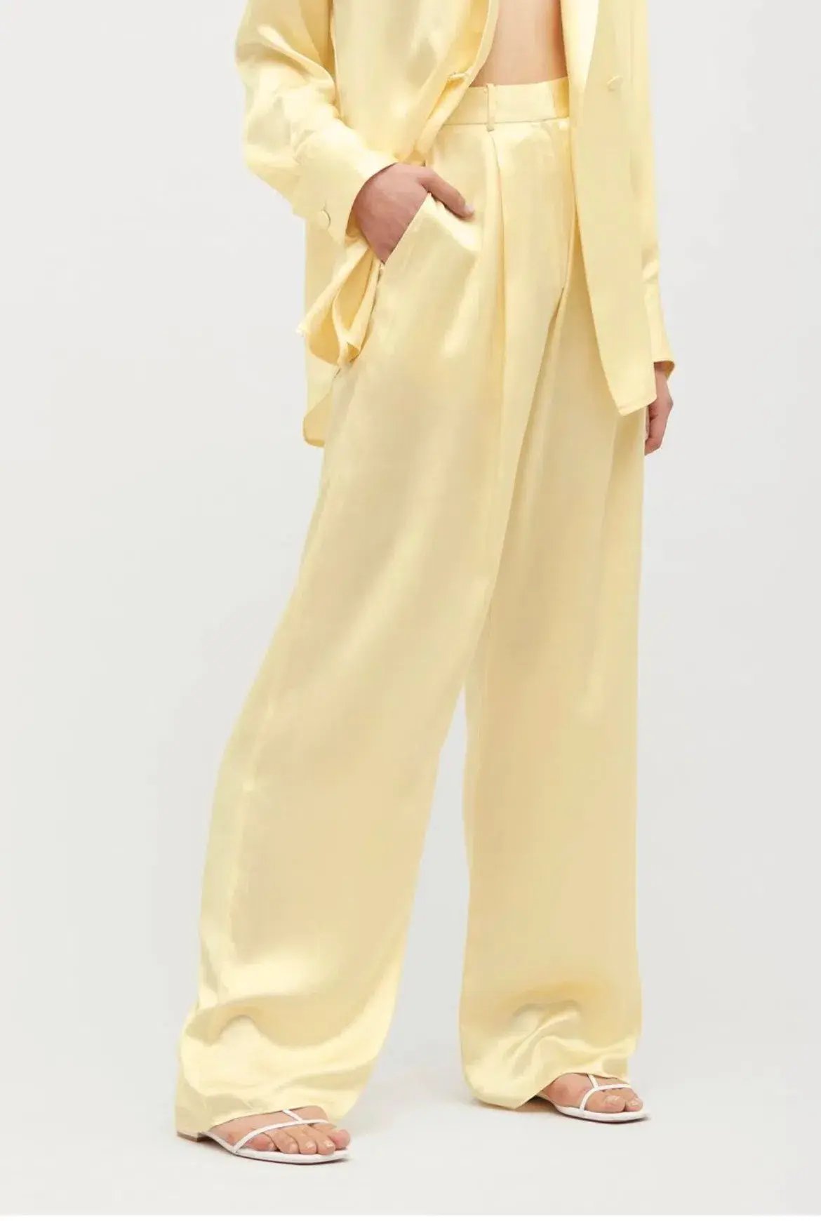 Michael Lo Sordo Relaxed Silk Boy Pant Pale Yellow Size AU 8 photo 3