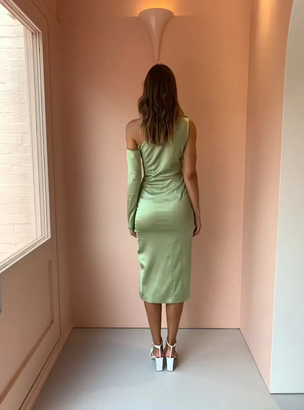 Manning Cartell Style Code Asym Midi Dress in Pistachio Green Size AU 6 photo 5