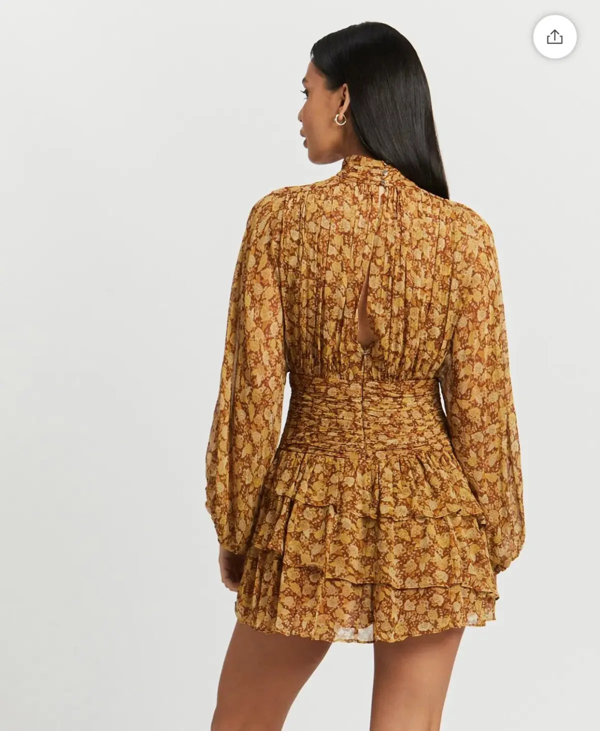 Shona Joy Sunset Long Sleeve Ruched Mini Dress Turmeric Size 10 / M photo 3
