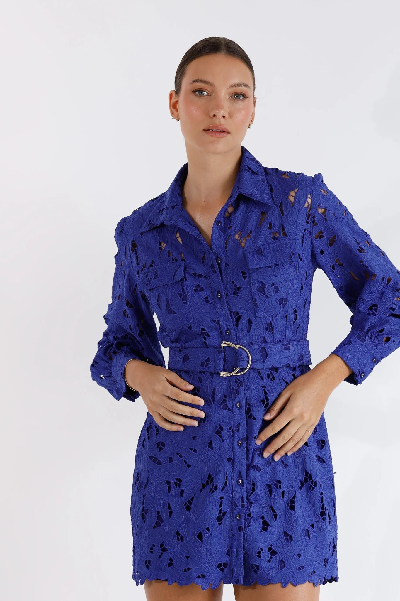 PASDUCHAS SKYLINE SHIRT DRESS - COBALT photo 2