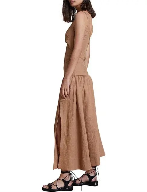 Bec & Bridge Camel Alamos Midi Dress Brown Size 12 photo 3
