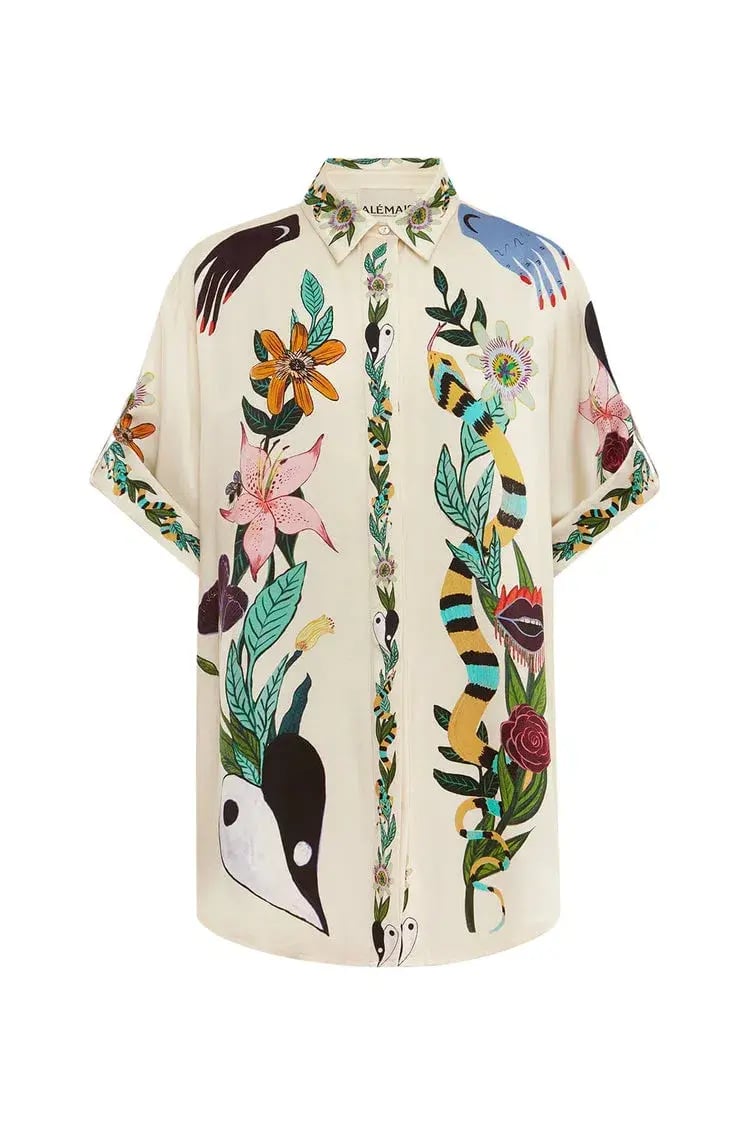 Alemais Meagan Oversized Silk Shirt and Pant Set Print Size 8 photo 5