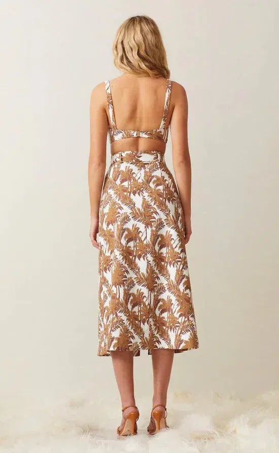 Bec & Bridge Party Wave Midi Skirt and Crop in Palm Brown Size 10 photo 2