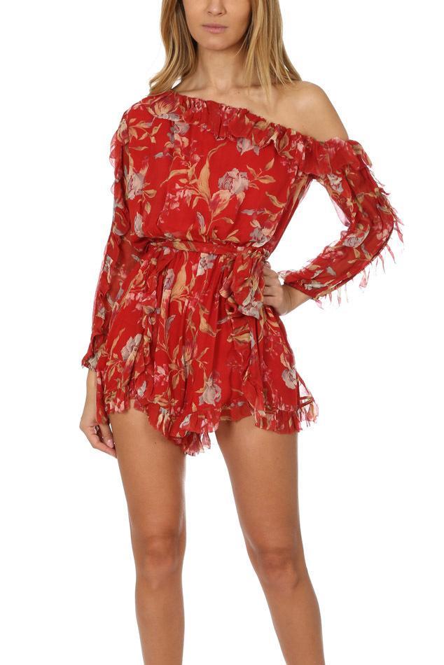Zimmermann Corsair Iris Playsuit Red Washed Iris Size 0 / AU 8 photo 5