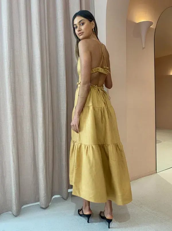 Shona Joy Aria Backless Midi Dress in Ginger Size 10 photo 2