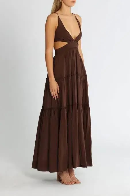 Bec & Bridge Carla V Maxi Dress in Chocolate Brown Size 8 photo 2