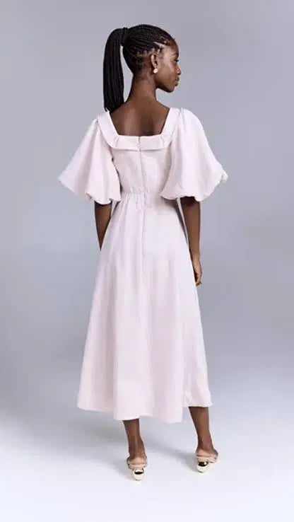 Aje Jessica Frill Midi Dress soft pink size 6 photo 6