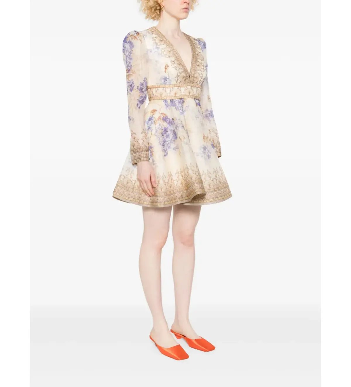 Zimmermann Dawning Plunge Mini Dress Multi Hydrangea Size 2/AU 12 photo 2