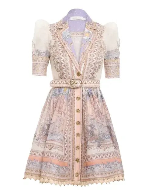 Zimmermann High Tide Mini Shirt Dress Odyssey Print Size 0 / Au 8 photo 4