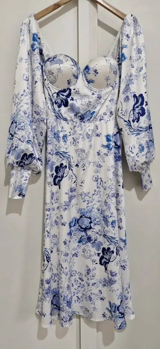 Alamour Annika Dress Blue Foral Size S/AU 10 photo 2