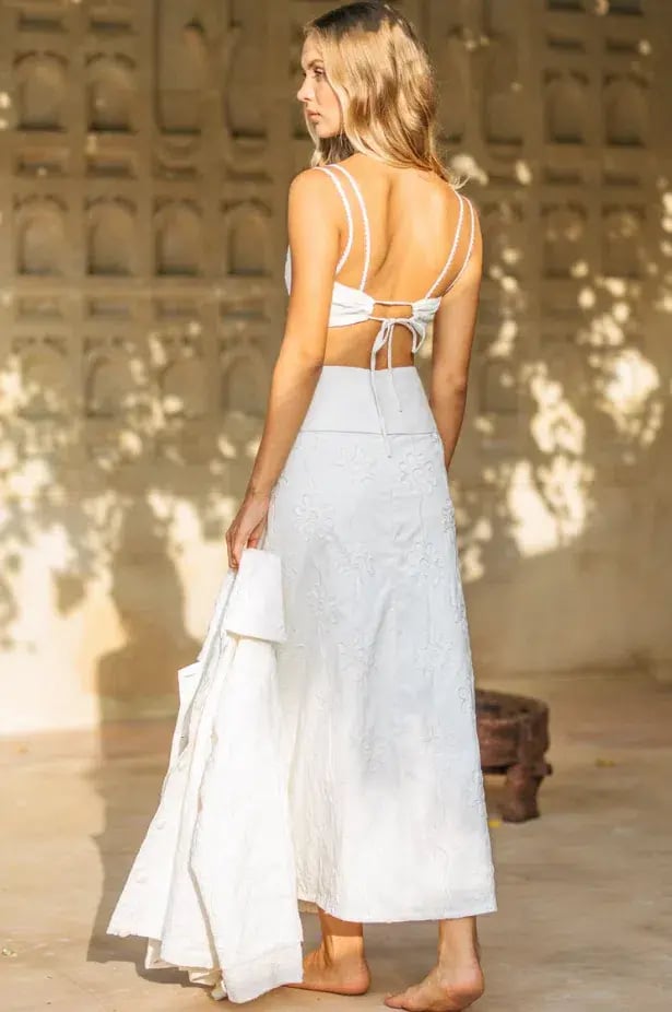 Eisha Pippa Cropped Top And Maxi Skirt Set White Size 8 photo 3