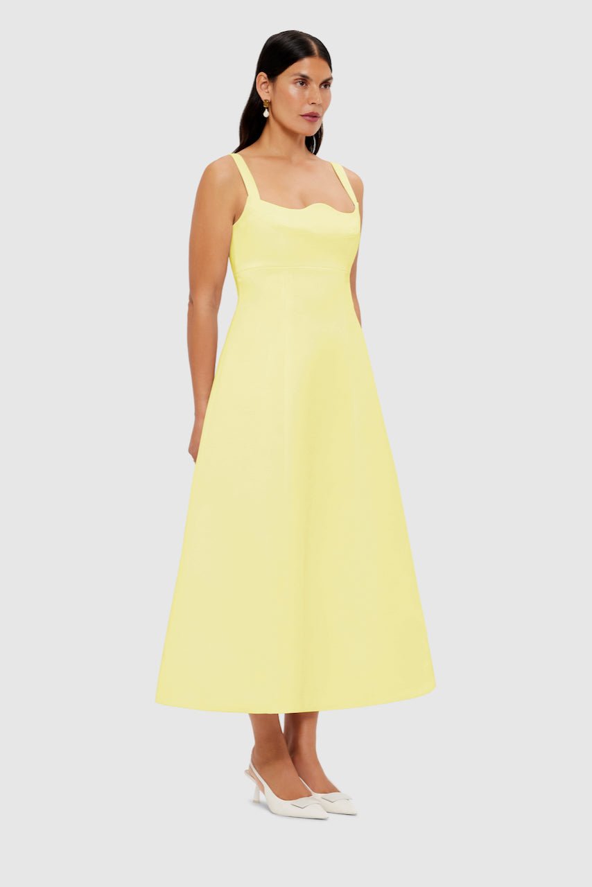 LEO LIN ODETTE MIDI DRESS - SORBET YELLOW photo 4
