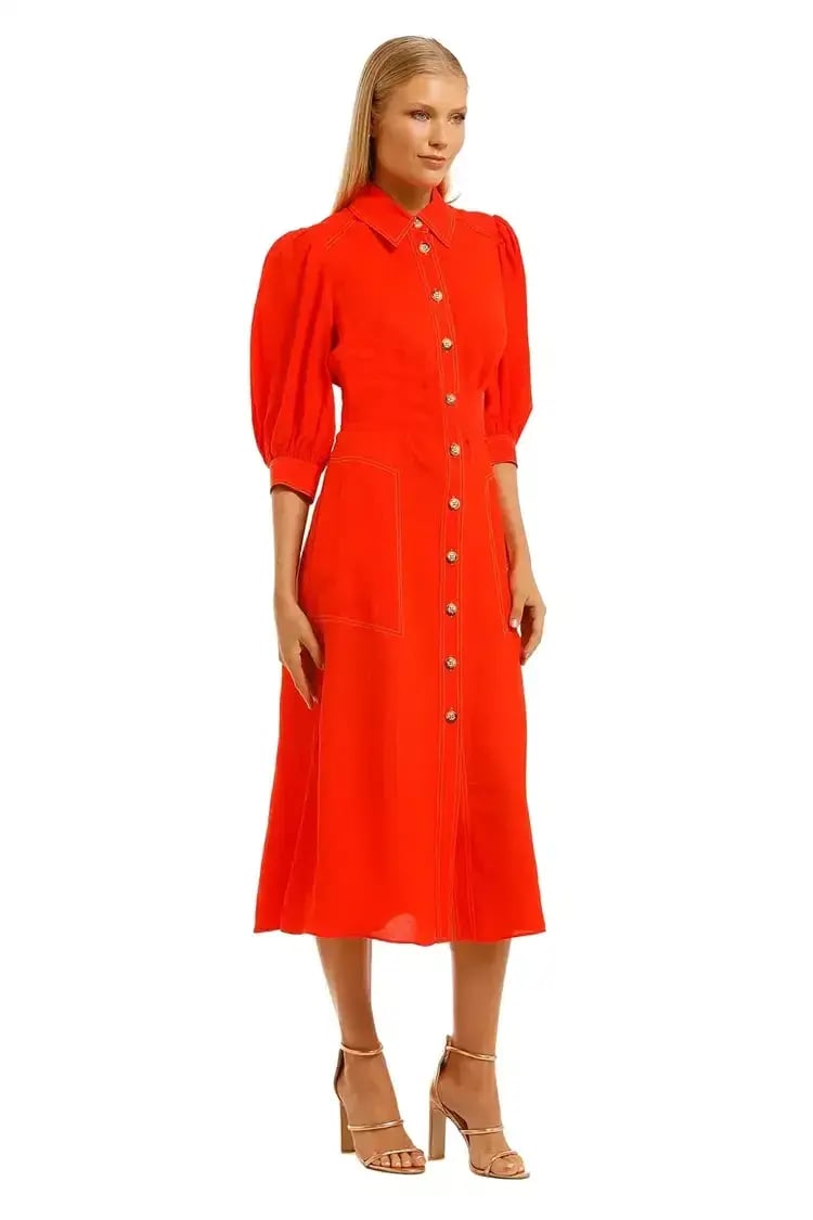 Ginger and Smart Memoir Shirt Dress in Tango Red Size 14 photo 2