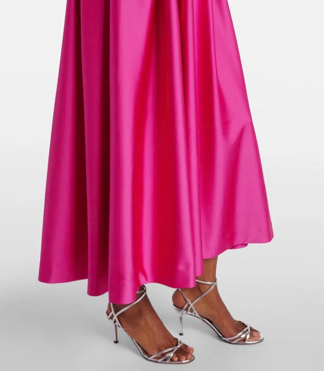 Rebecca Vallance Saskia Pleated Satin Maxi Dress Pink AU 16 photo 3