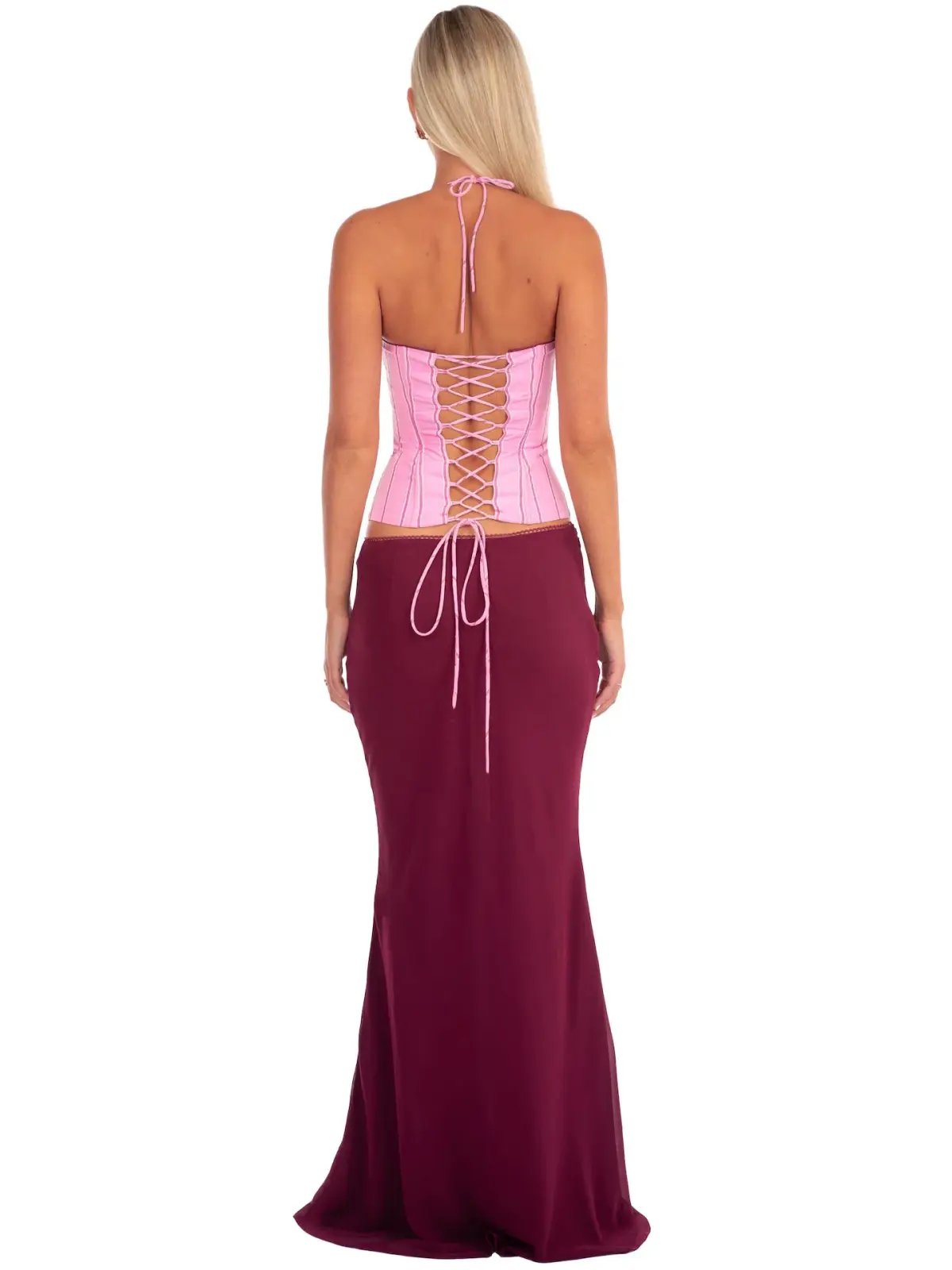 I am Delilah Angelina Corset & Maxi Skirt Set in Sangria/Pink Size S / AU 8 photo 3