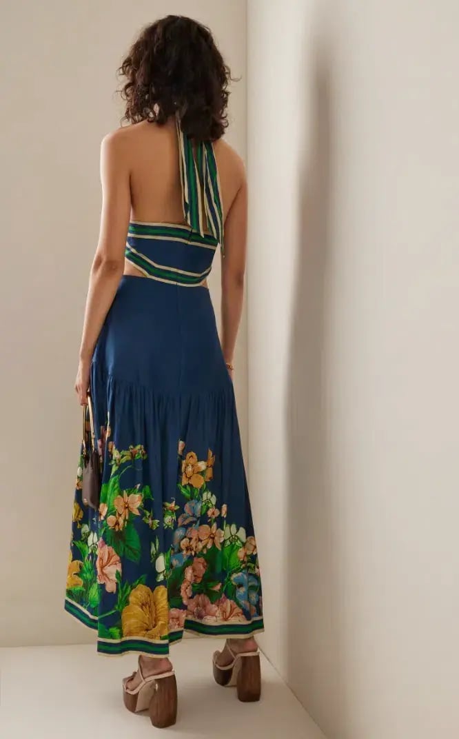 Alemais - Lyla Halter Midi Dress Blue - Size 10 photo 5