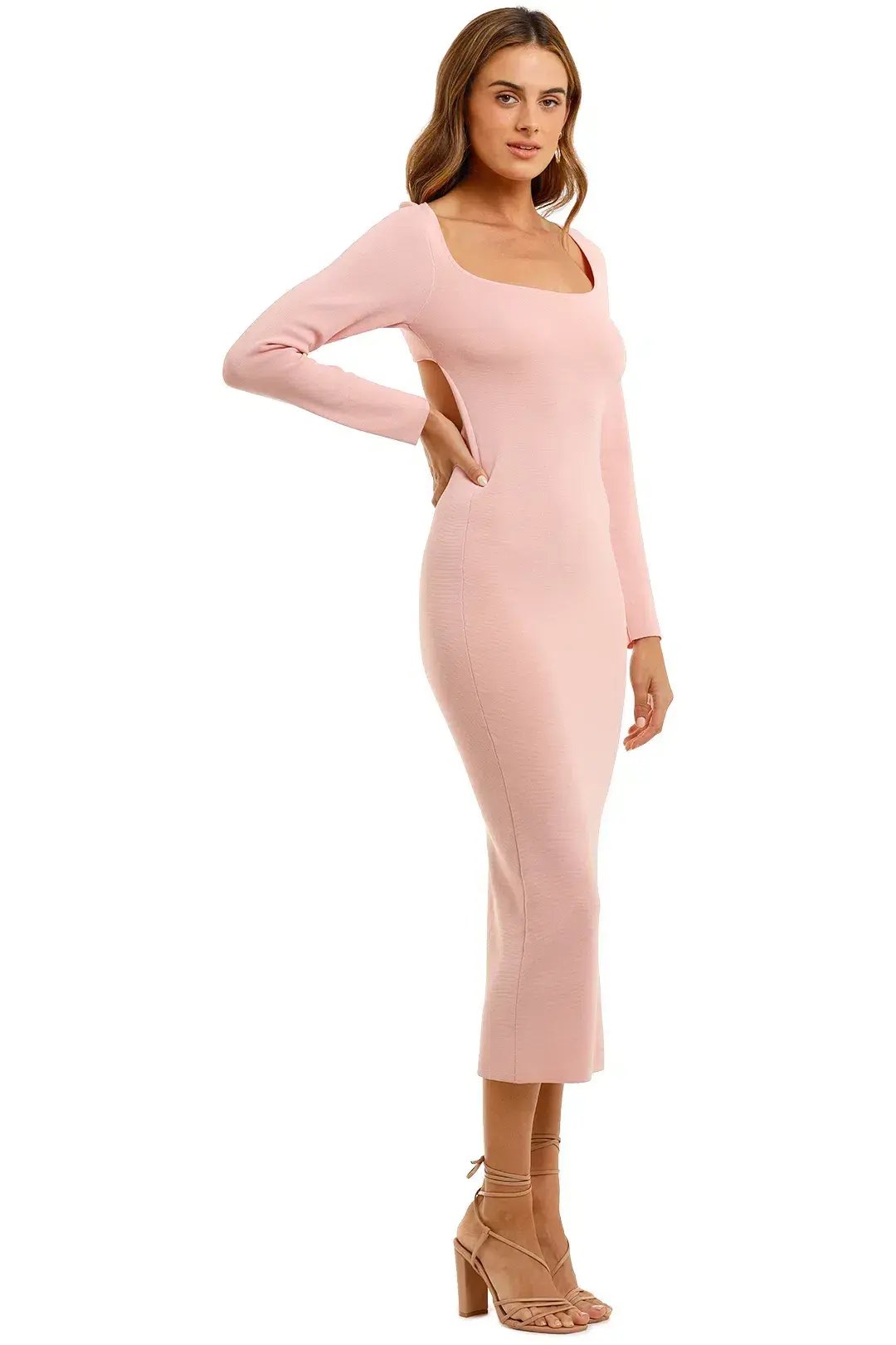 By Johnny Tina Twist Scoop Back Evening Knit In Soft Pink Size XS photo 2
