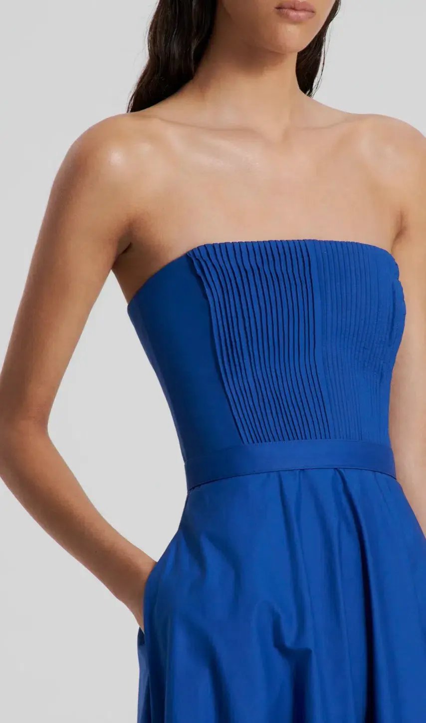 Scanlan Theodore Parachute Bustier Dress Midi Blue Size 10 photo 3