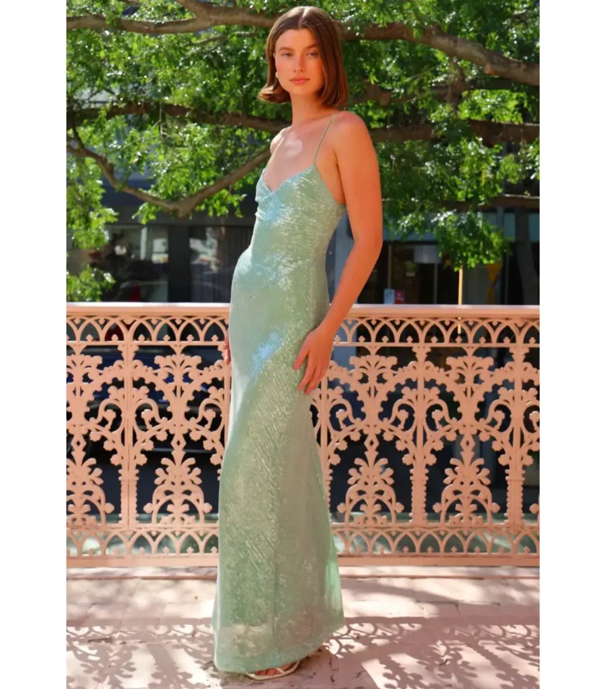 New Romantics Andy Diamond Bodice Maxi Dress in Apple Size AU 6 photo 2