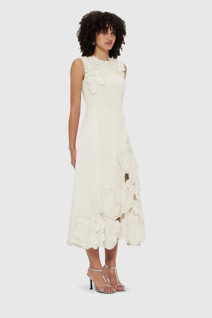 Leo Lin Chloe Appliqué Sleeveless Midi Dress - Vanilla photo 2