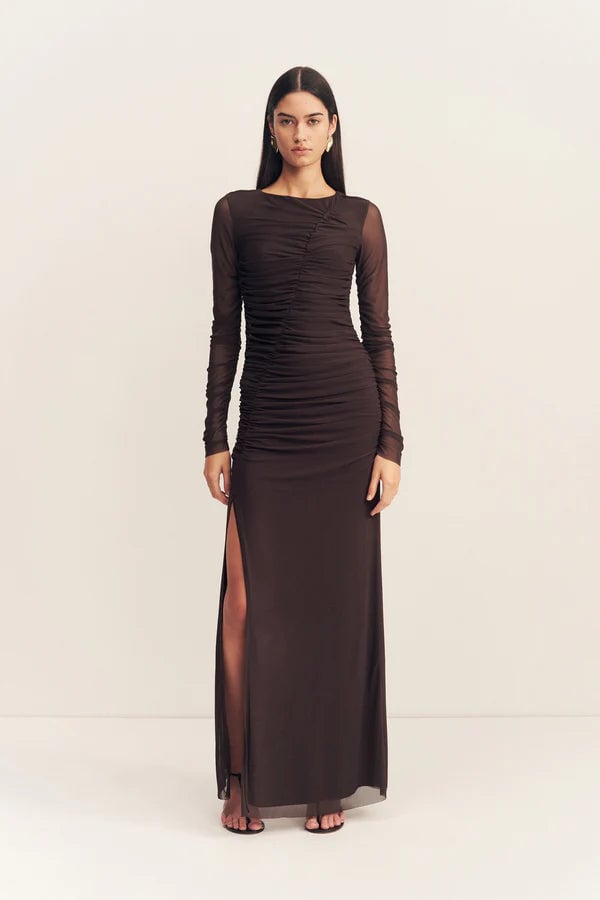 Shona Joy Mira gathered Maxi Dress - Ganache photo 4