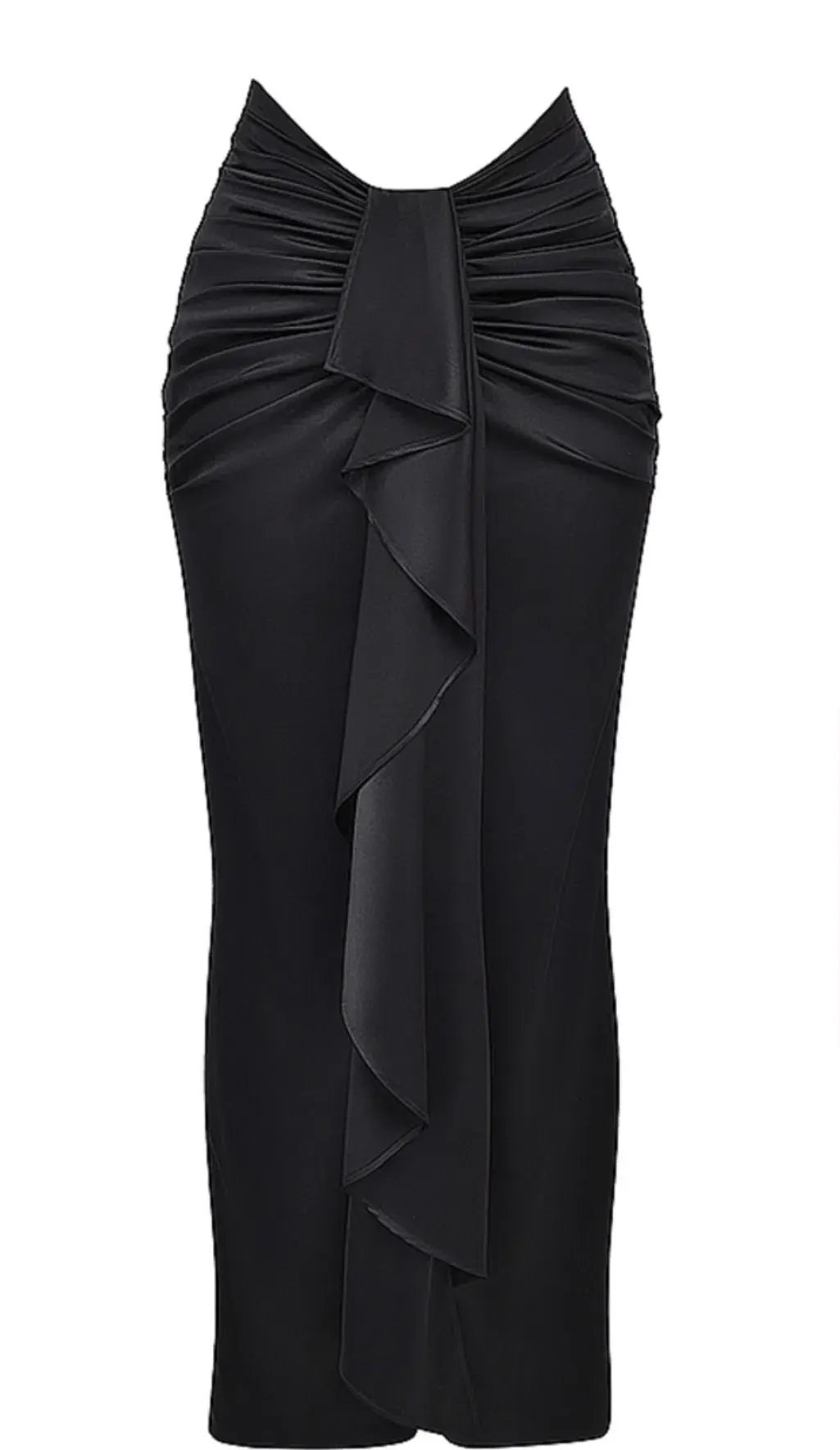 House of CB Arla Draped Silk Maxi Skirt Black Size XS/S photo 3