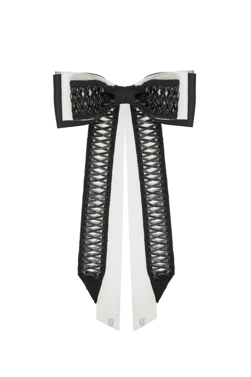 Heather McDowall Jada Hair Bow - Black/White photo 2