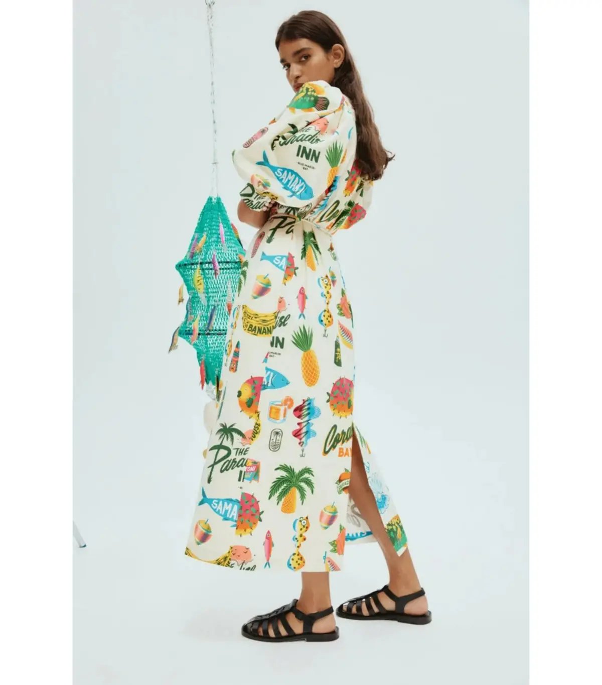 Alémais Samaki Puff Sleeve Midi Dress Print Size AU 12 photo 4