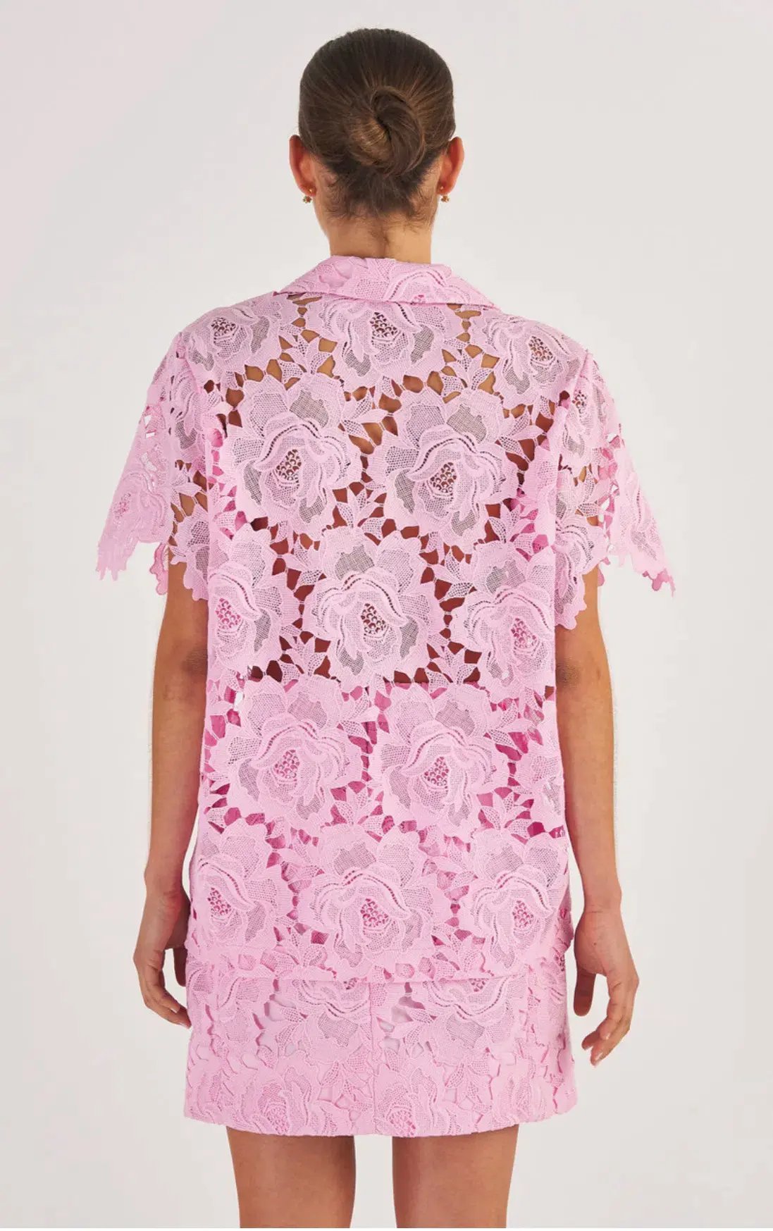 Oroton Lace Camp Shirt in Foxglove Pink in Size AU 8 photo 2