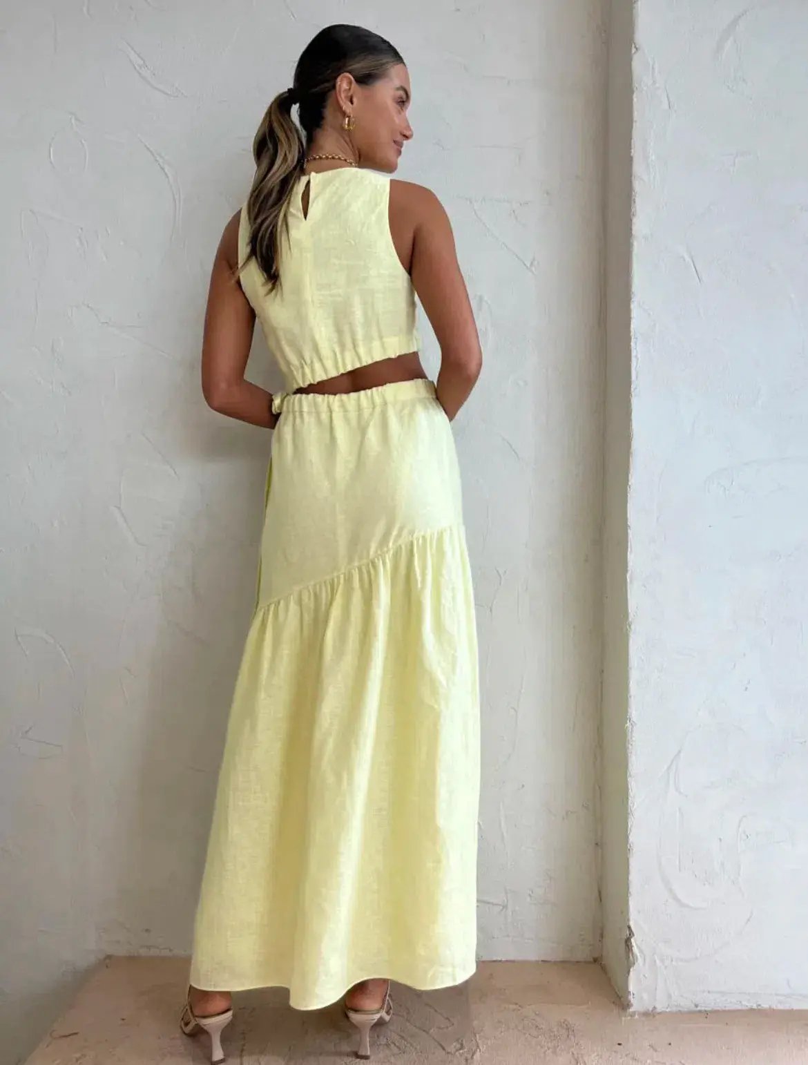 Sir the Label Francesca Asymmetrical Cut Out Dress Butter Yellow Size 6 photo 3
