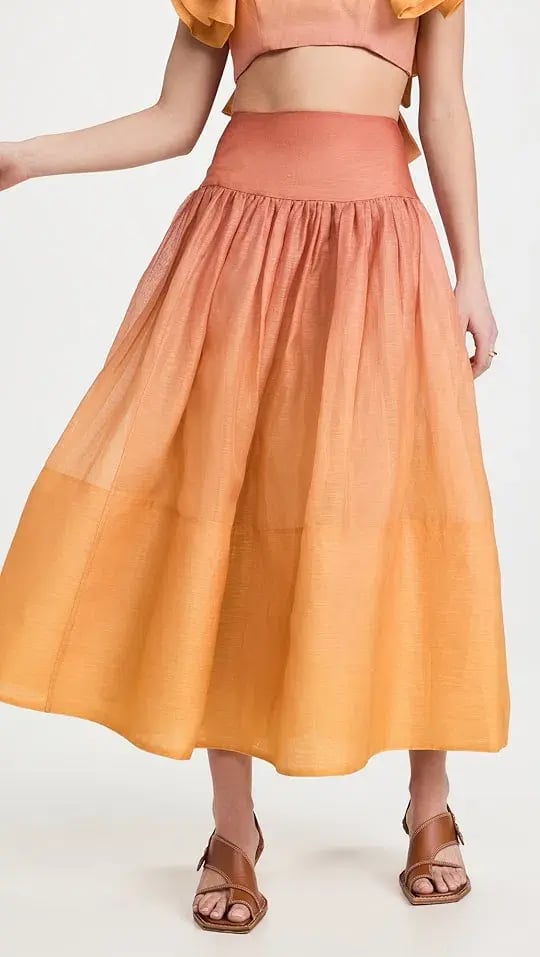 Zimmermann Postcard Ruffle Bodice and Maxi Skirt Set Orange Size AU 12 photo 2