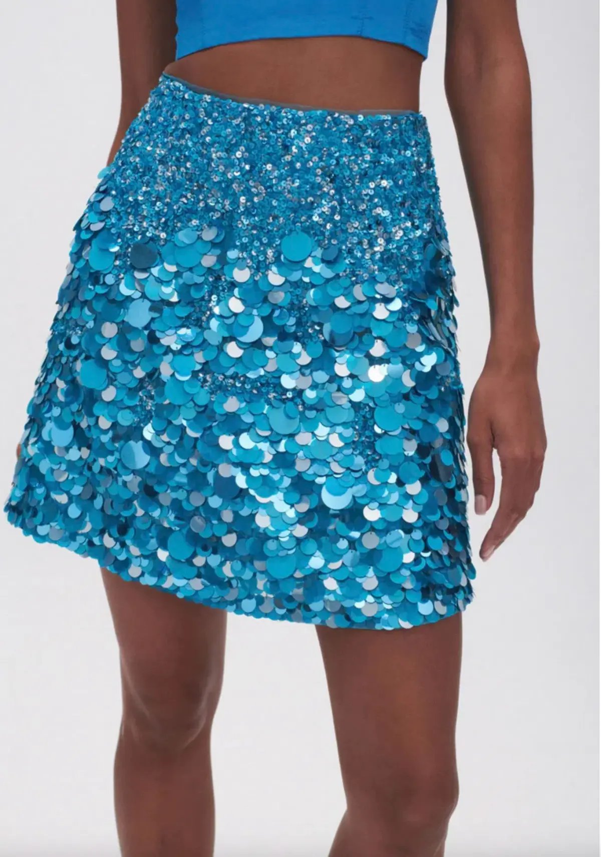 Aje Cherie Sequin Mini Skirt Azure Blue Size 8 photo 2